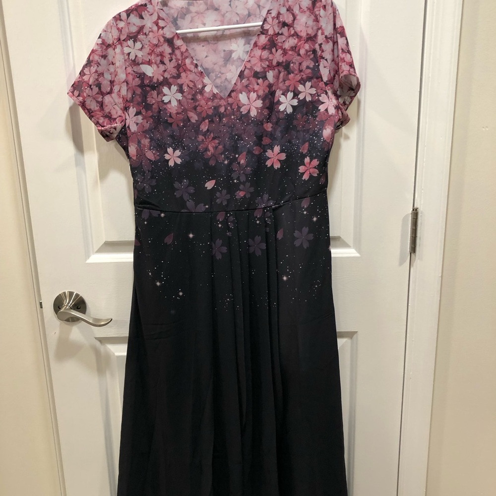 Purple and blue midi dress
